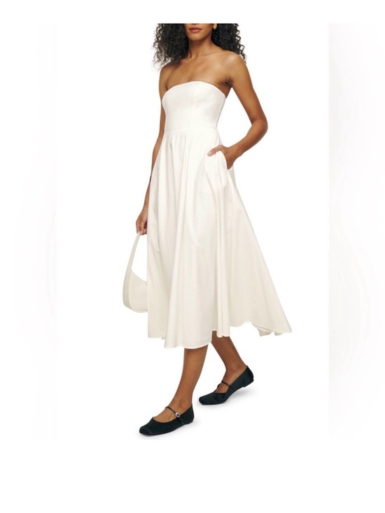 Reformation Dresses & Skirts - Reformation Strapless Cream Midi Dress with Pockets